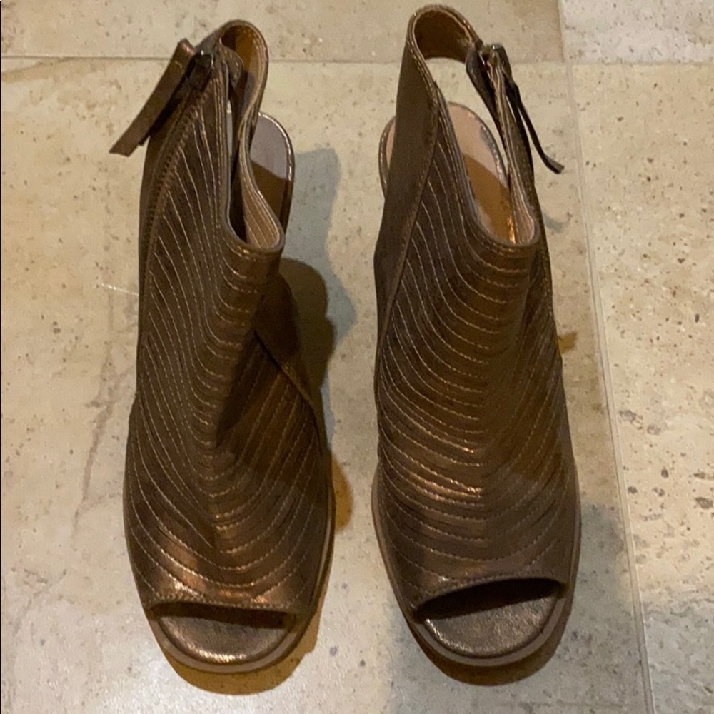 Chinese Laundry bronze open toe and heel bootie.